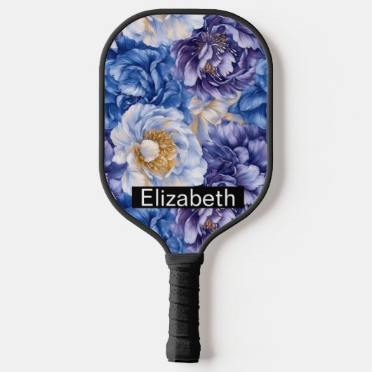 Pretty Blue Peony Personalized Pickleball Paddle (Achterkant)