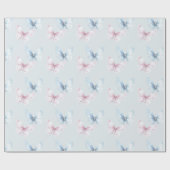 Pretty Blue Pink Butterflies Birthday Cadeaupapier (Vlak)