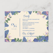 Pretty Blue Purple Floral Wedding Details Info Informatiekaartje (Voorkant)