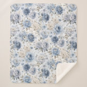Pretty Blue Rose Floral Watercolor  Sherpa Deken (Voorkant)