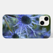 Pretty Blue Sea Holly Thistle Monogram Case-Mate iPhone Case (Achterkant (horizontaal))