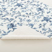 Pretty Blue White Floral Christmas Sherpa Deken (3/4)