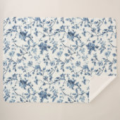 Pretty Blue White Floral Christmas Sherpa Deken (Voorkant (horizontaal))