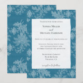 Pretty Blue White Floral Faux Lace Wedding Kaart (Voorkant / Achterkant)