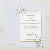 Pretty Blue White Floral Wedding Kaart (Voorkant / Achterkant)