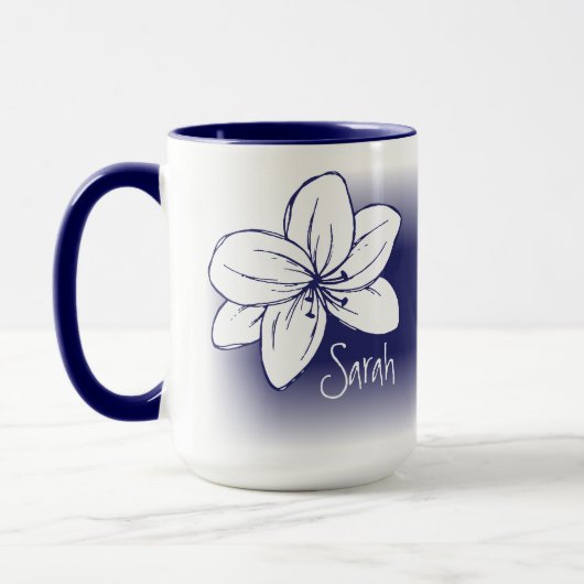 Pretty Blue White Flower Drawing Custom Name Mok (Links)
