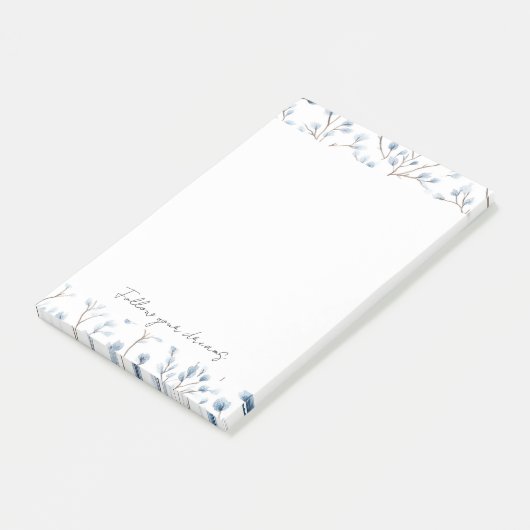 Pretty Blue White Flowers Post-it® Notes (Schuin)
