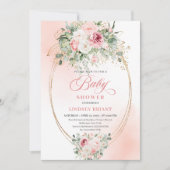 Pretty Blush Floral Girl Baby Shower Invitation Kaart (Voorkant)