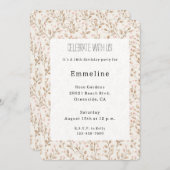 Pretty Blush Pink Cream Floral Birthday Kaart (Voorkant / Achterkant)