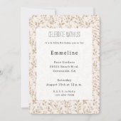 Pretty Blush Pink Cream Floral Birthday Kaart (Voorkant)