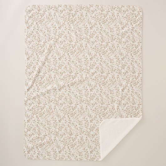 Pretty Blush Pink Cream Floral  Sherpa Deken (Voorkant)