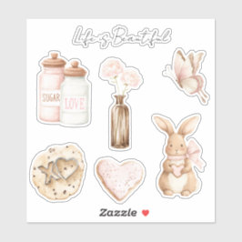 Pretty Blush Pink Cream Floral  Sticker