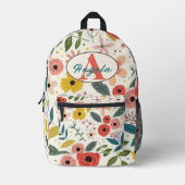 Pretty Blush Pink Floral Botanical Monogram  Bedrukte Rugzak (Voorkant)