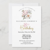 Pretty Blush Pink Peony Floral 18th Birthday Kaart (Voorkant)