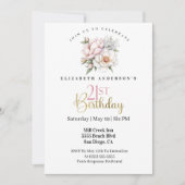 Pretty Blush Pink Peony Floral 21st Birthday Kaart (Voorkant)