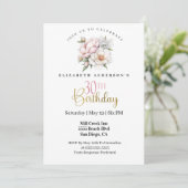 Pretty Blush Pink Peony Floral 30th Birthday Kaart (Staand voorkant)