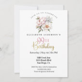 Pretty Blush Pink Peony Floral 99th Birthday Kaart (Voorkant)