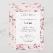 Pretty Blush Pink Roses Floral & Bows Birthday Kaart (Voorkant / Achterkant)