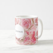 Pretty Blush Pink Roses Floral Koffiemok (Voorkant rechts)