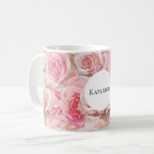 Pretty Blush Pink Roses Floral Koffiemok (Voorkant links)