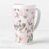 Pretty Blush Pink White Flowers Latte Mok (Rechterhoek)