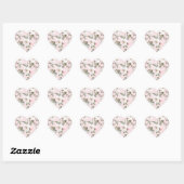 Pretty Blush Pink White Flowers Wedding  Hart Sticker (Vel)