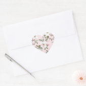 Pretty Blush Pink White Flowers Wedding  Hart Sticker (Envelop)