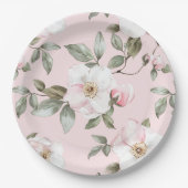 Pretty Blush Pink White Flowers Wedding  Papieren Bordje (Voorkant)