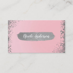 Pretty Blush Roze Zilver Glitter Glam Moderne Chic Visitekaartje