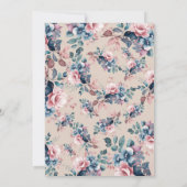 Pretty Boho Blue Garden Floral Sweet 16 Champagne Kaart (Achterkant)