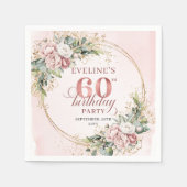Pretty Boho Dusty Pink Eucalyptus 60th Birthday   Servet (Voorkant)