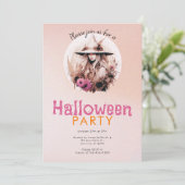 Pretty Boho Heks Ombre Halloween Feest Kaart (Staand voorkant)