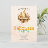 Pretty Boho Heksenhoed Halloween Feest Kaart (Staand voorkant)
