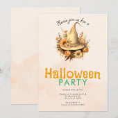 Pretty Boho Heksenhoed Halloween Feest Kaart (Voorkant / Achterkant)