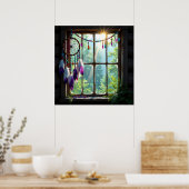 Pretty Boho Paarse Droomvanger in Raam Poster (Keuken)