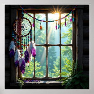 Pretty Boho Paarse Droomvanger in Raam Poster
