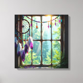 Pretty Boho Purple Dreamcatcher in Window Canvas Afdruk (Voorkant)