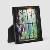 Pretty Boho Purple Dreamcatcher in Window Fotoplaat (Voorkant)