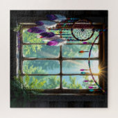 Pretty Boho Purple Dreamcatcher in Window Legpuzzel (Horizontaal)