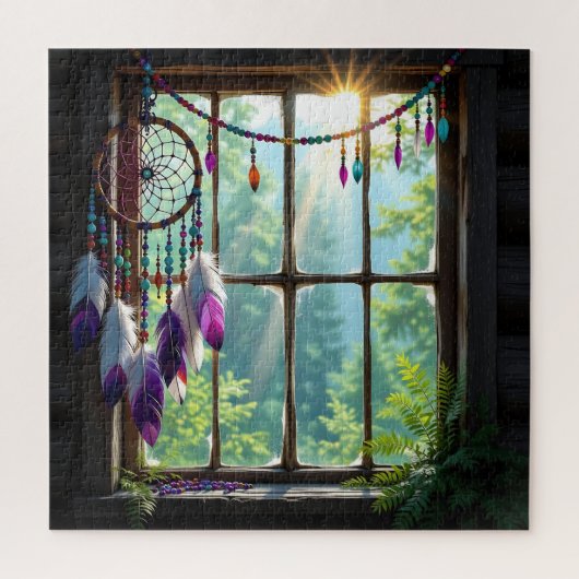 Pretty Boho Purple Dreamcatcher in Window Legpuzzel (Verticaal)