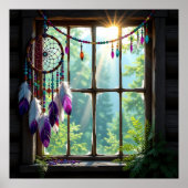 Pretty Boho Purple Dreamcatcher in Window   Poster (Voorkant)