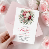 Pretty Boho Ruby White Gold Floral Bridal Shower Kaart