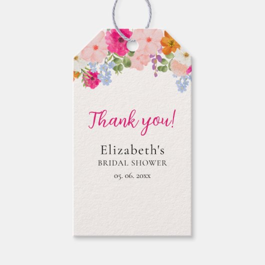 Pretty Boho Wildflowers Bridal Shower Cadeaulabel (Voorkant)