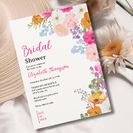 Pretty Boho Wildflowers Bridal Shower Kaart