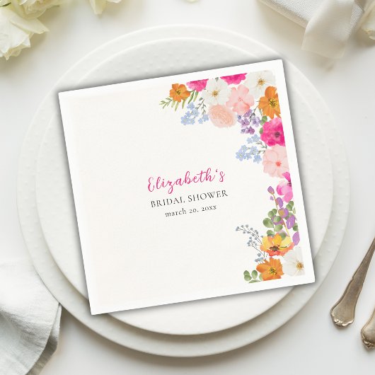 Pretty Boho Wildflowers Bridal Shower Servet