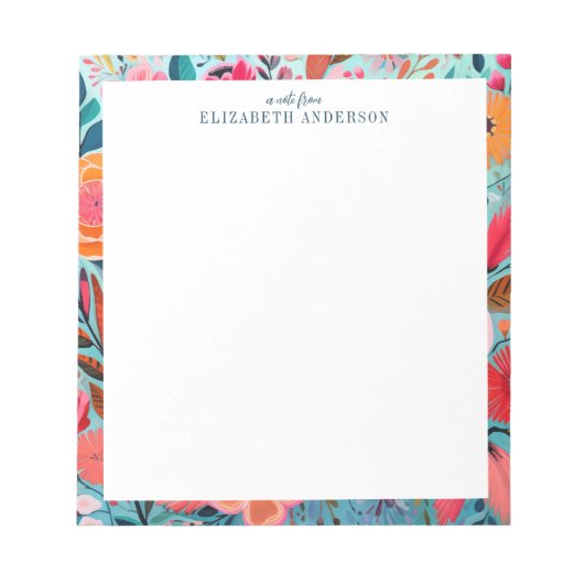 Pretty Botanical Girly Floral Frame  Notitieblok (Voorkant)