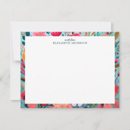 Pretty Botanical Girly Floral Frame  Notitiekaartje