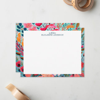 Pretty Botanical Girly Floral Frame  Notitiekaartje