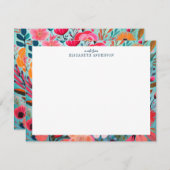 Pretty Botanical Girly Floral Frame  Notitiekaartje (Voorkant / Achterkant)