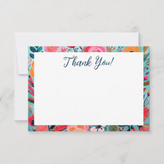 Pretty Botanical Girly Floral Thank You Bedankkaart